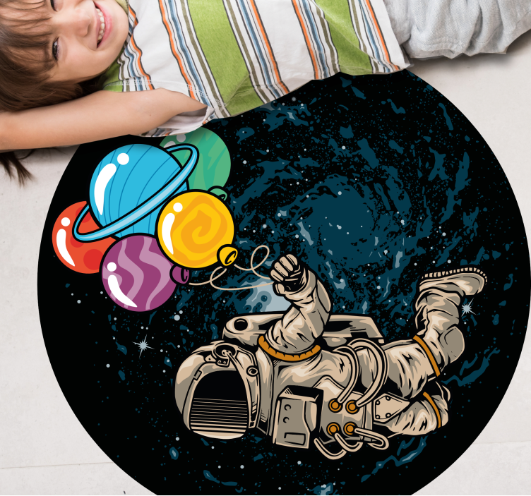 Tappeto vinile per bambini astronauta con palloncini - TenStickers