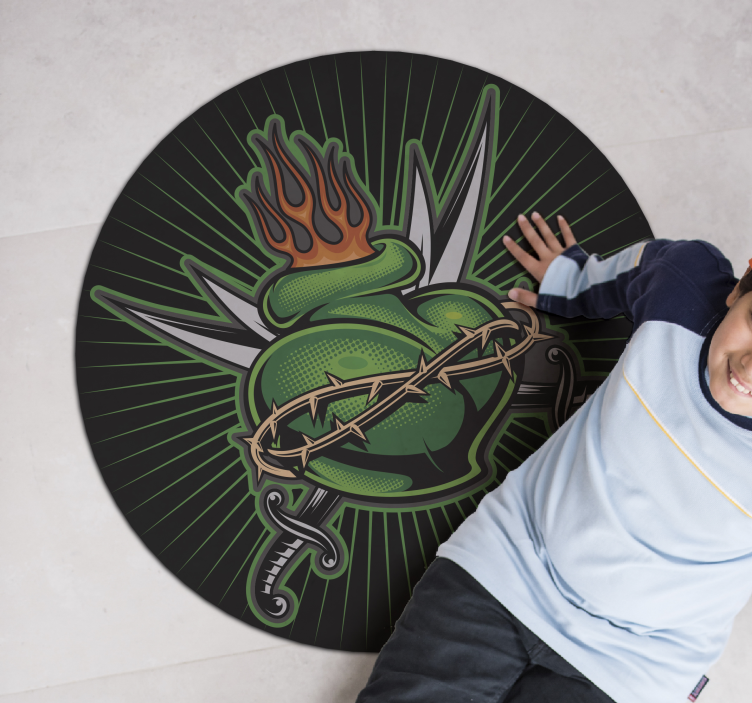 Tappeto vinile giochi cuore di spada ardente - TenStickers