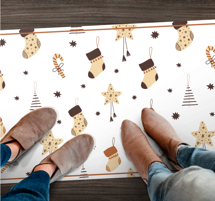 Tappeto Vinile Natale celebrazioni delle feste bianche - TenStickers