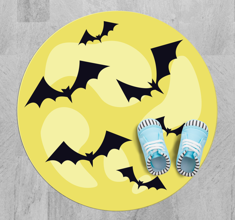 Tappeto vinile Halloween circolo notturno di pipistrelli - TenStickers