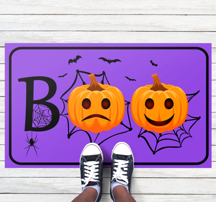 Tappeto vinile Halloween fischio della ragnatela di zucca - TenStickers