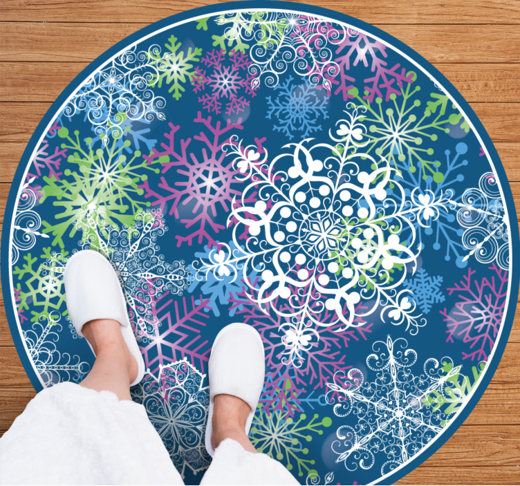 Tappeto Vinile Natale motivo a fiocco di neve colorato - TenStickers