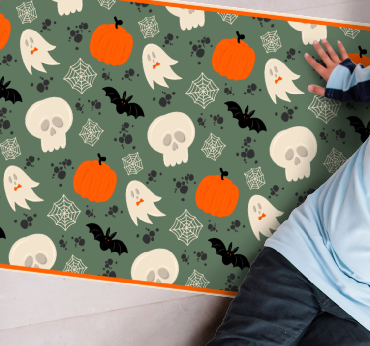 Tappeto vinile Halloween motivo di zucca spettrale - TenStickers