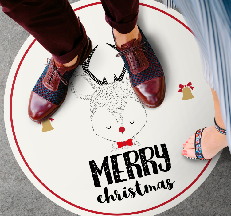 Tappeto Vinile Natale opera d'arte festiva con renne - TenStickers