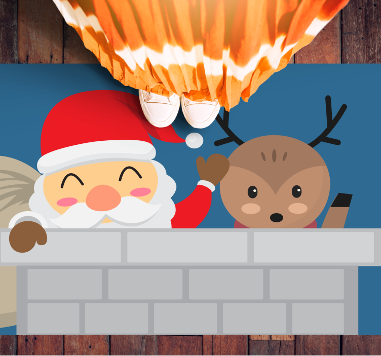 Tappeto vinile natale scena di babbo natale allegra - TenStickers