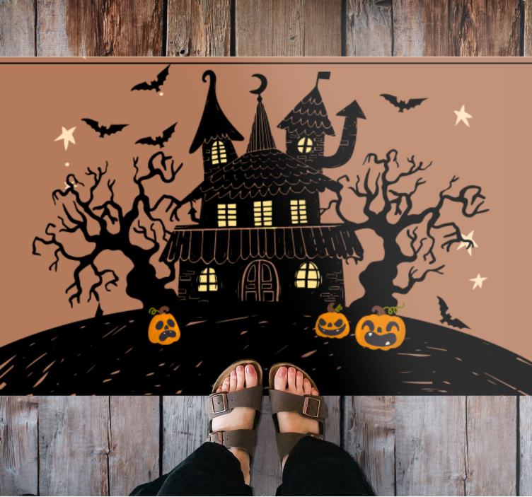 Tappeto vinile Halloween scena della casa infestata - TenStickers