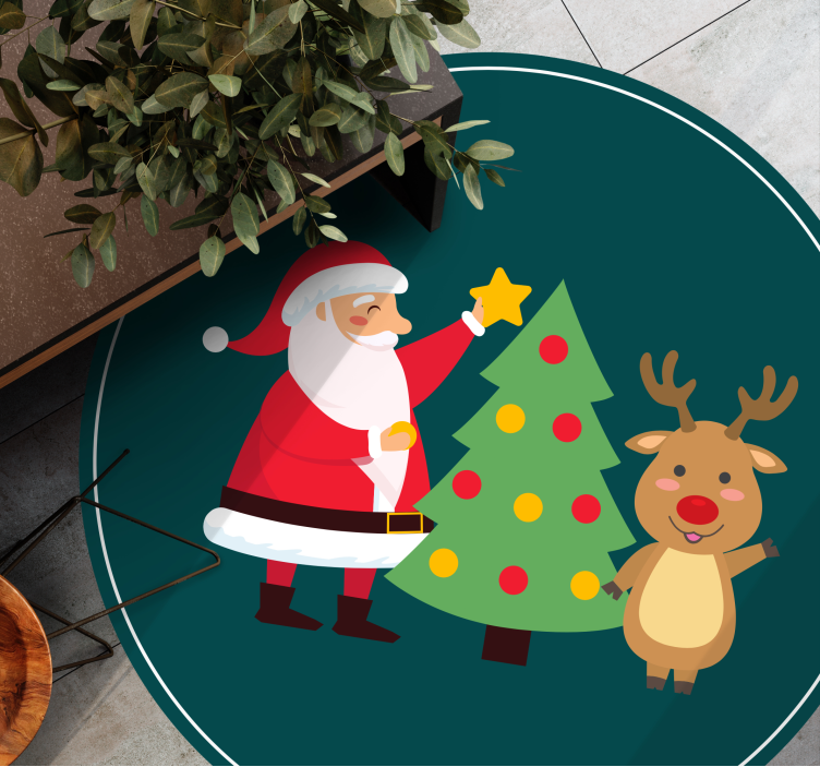Tappeto vinile natale scena festiva di babbo natale - TenStickers