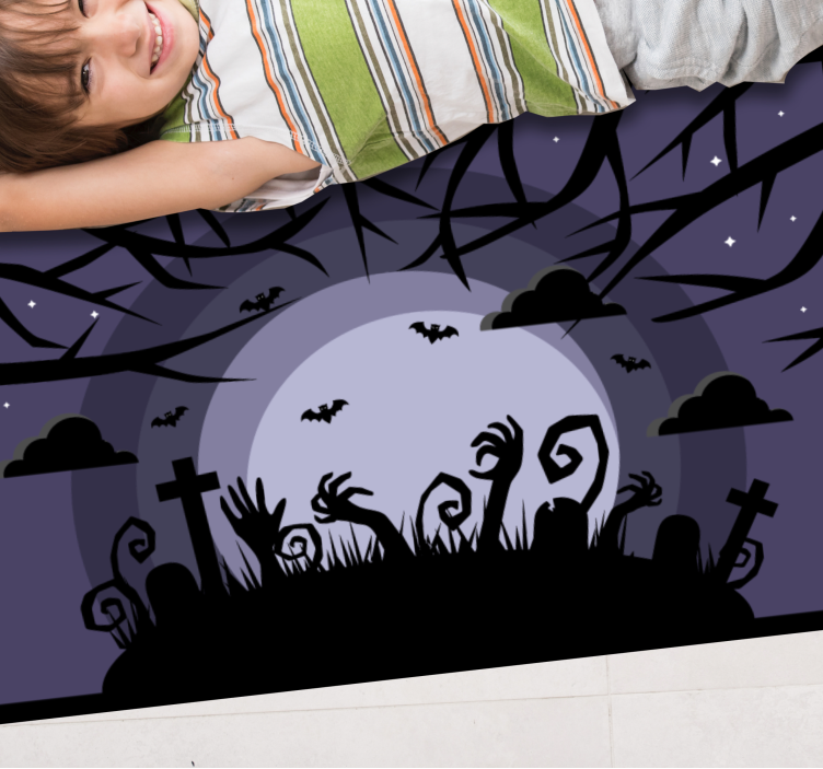Tappeto vinile Halloween scena spettrale del cimitero - TenStickers