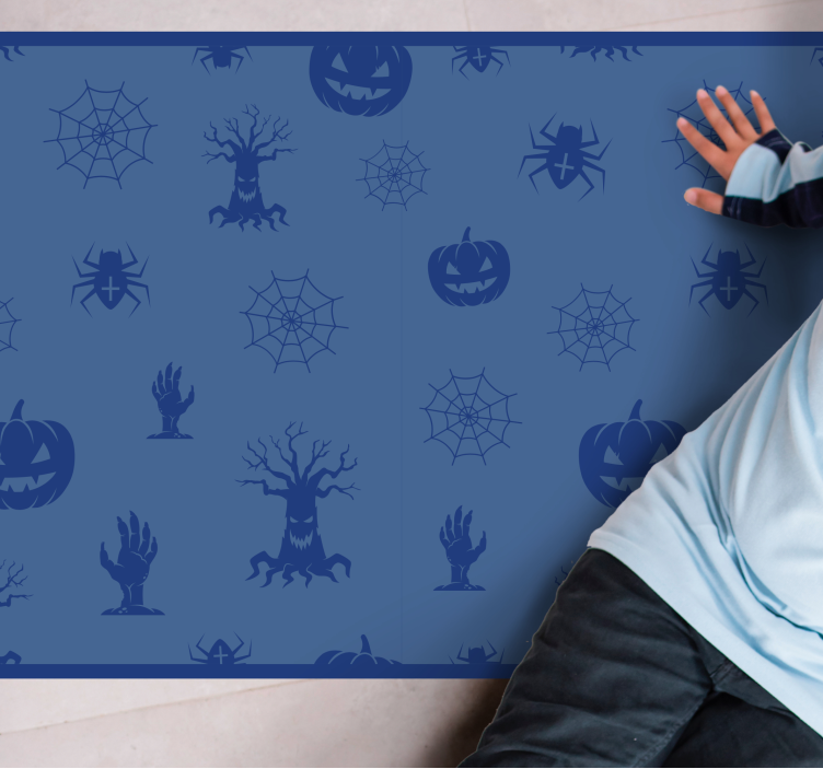 Tappeto vinile Halloween tema spettrale blu - TenStickers