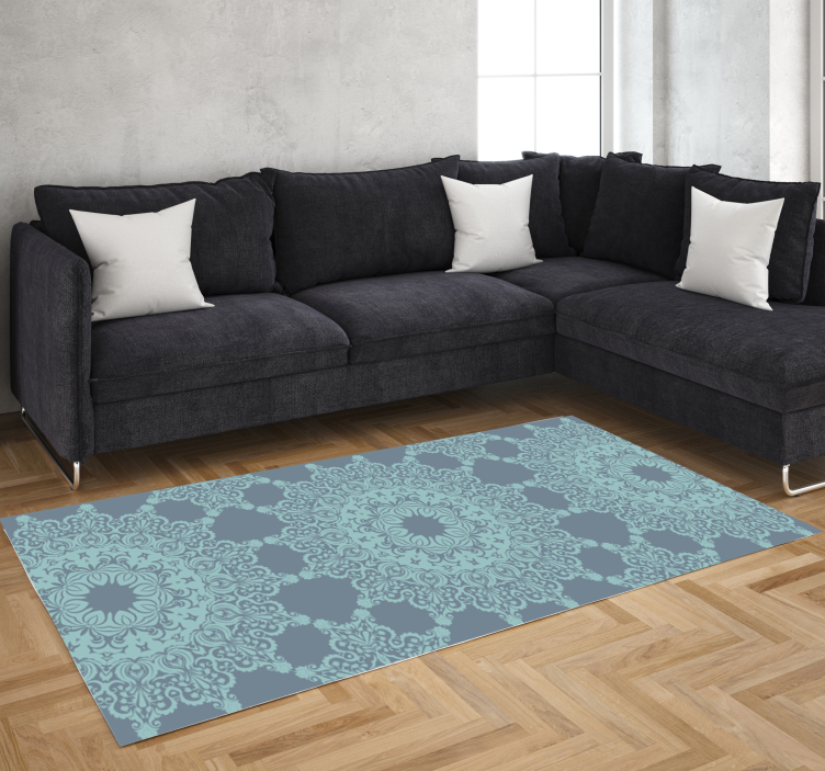 Tappeto vinile Mandala elegante motivo blu - TenStickers