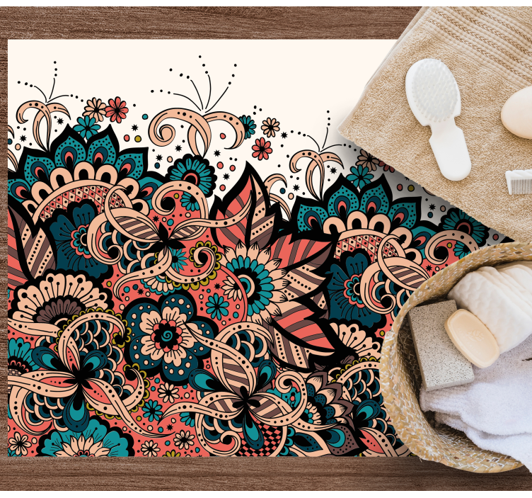 Tappeto vinile Mandala elementi floreali vivaci - TenStickers
