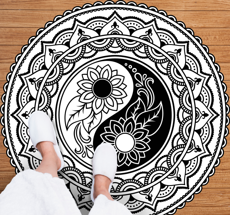 Tappeto vinile Mandala girasoli yin yang - TenStickers