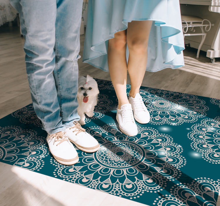 Tappeto vinile Mandala modello magico blu - TenStickers