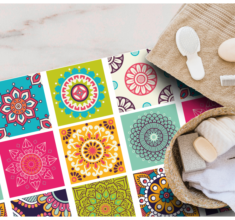Tappeto vinile Mandala motivo di piastrelle colorate - TenStickers