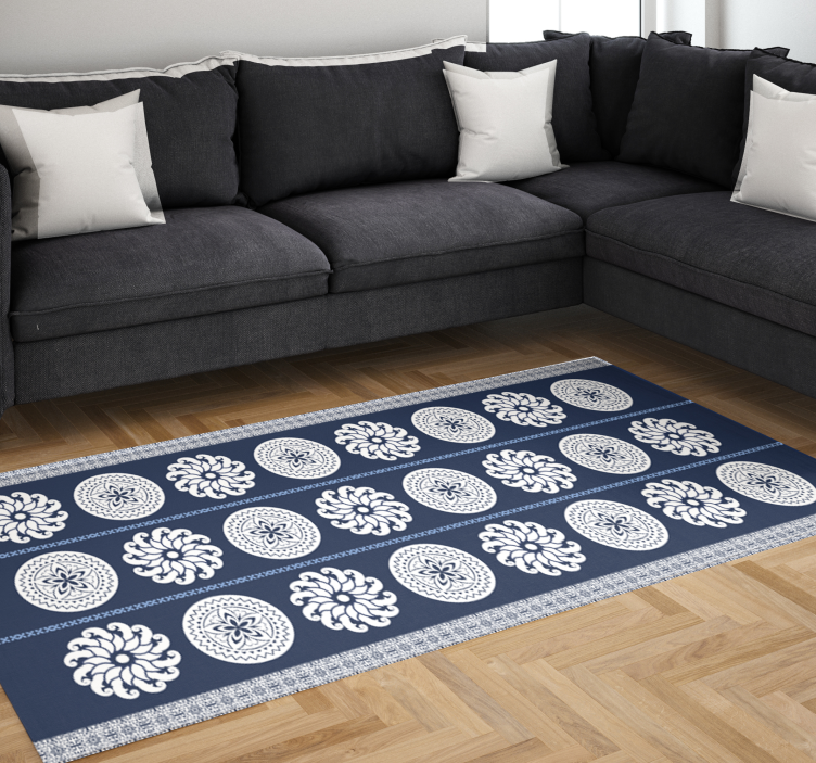 Tappeto vinile Mandala motivi blu navy - TenStickers