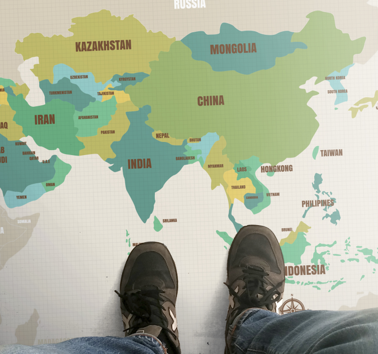 Tappeto vinile mappamondo arredamento cartografico - TenStickers