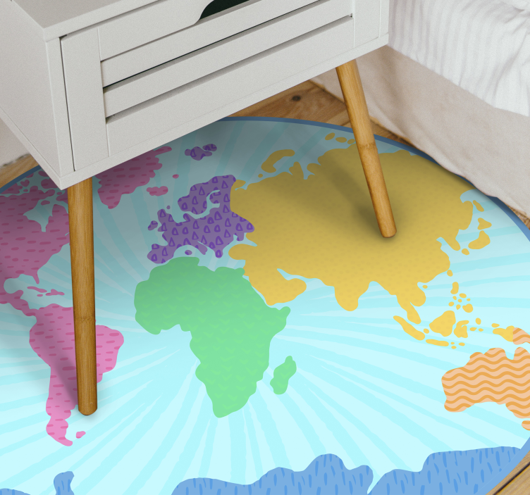 Tappeto vinile mappamondo cerchio colorato della mappa - TenStickers