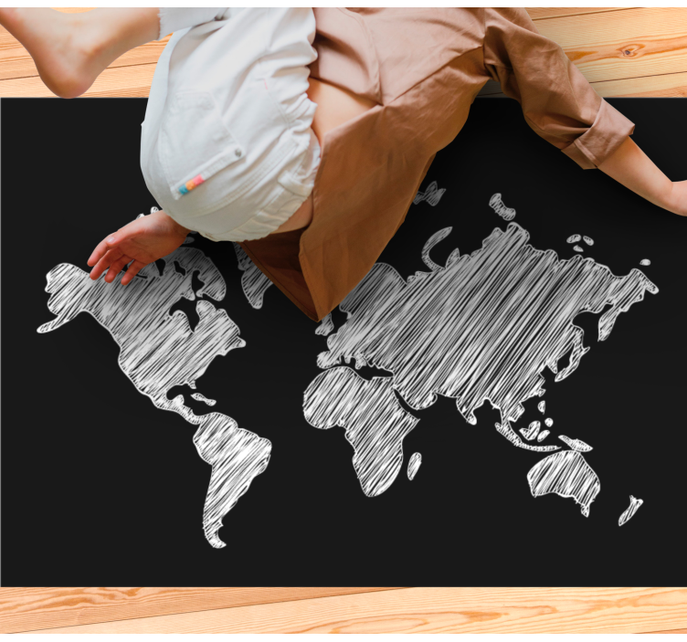 Tappeto vinile mappamondo design grigio lavagna - TenStickers