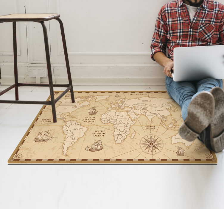 Tappeto vinile mappamondo disegno di mappa vintage - TenStickers