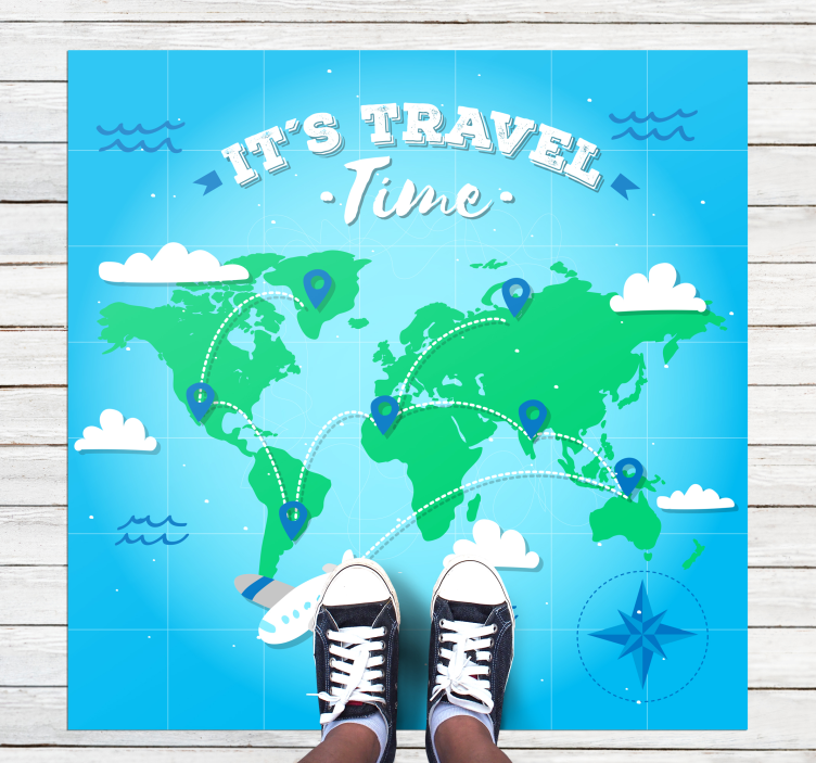 Tappeto vinile mappamondo esplorazione della mappa del mondo - TenStickers