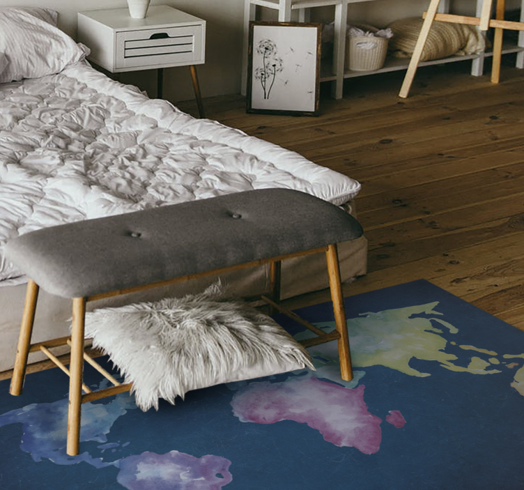 Tappeto vinile mappamondo mappa del mondo acquerello - TenStickers