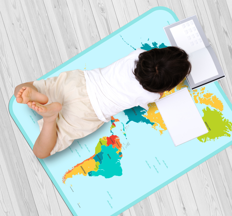 Tappeto vinile mappamondo mappa del mondo educativo - TenStickers