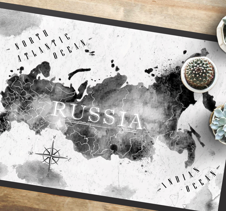 Tappeto vinile mappamondo mappa del mondo monocromatica - TenStickers