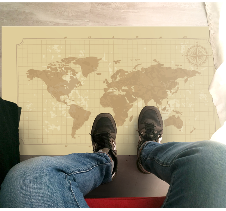 Tappeto vinile mappamondo mappa grafica d'epoca - TenStickers