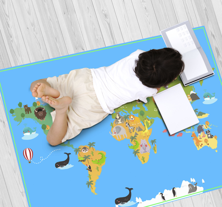 Tappeto vinile mappamondo mondo educativo - TenStickers