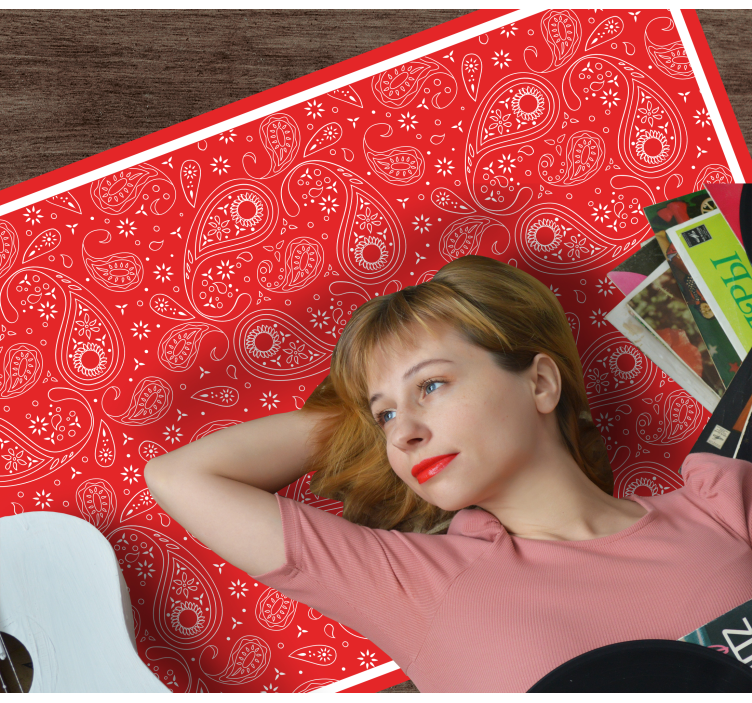 Tappeto vinile mappamondo motivo paisley rosso - TenStickers