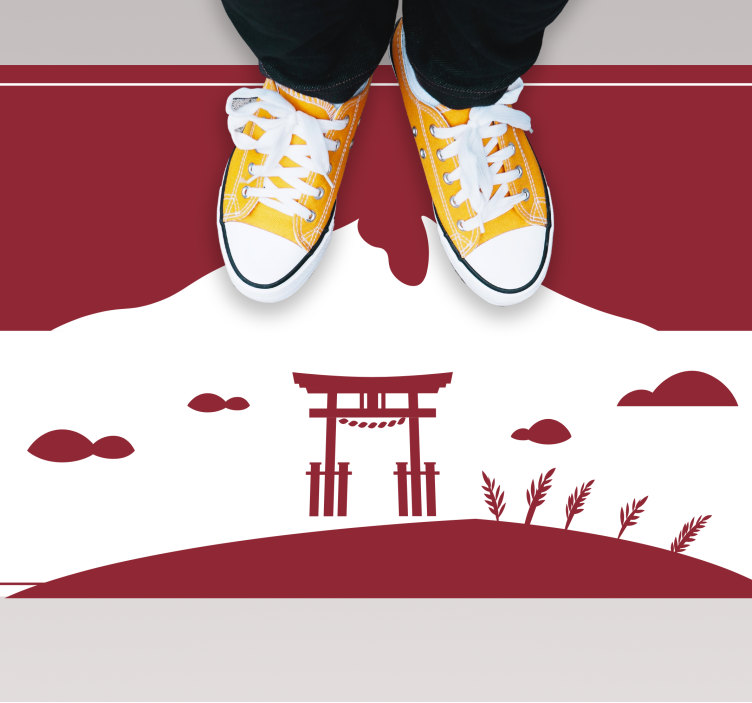 Tappeto vinile mappamondo paesaggio giapponese - TenStickers