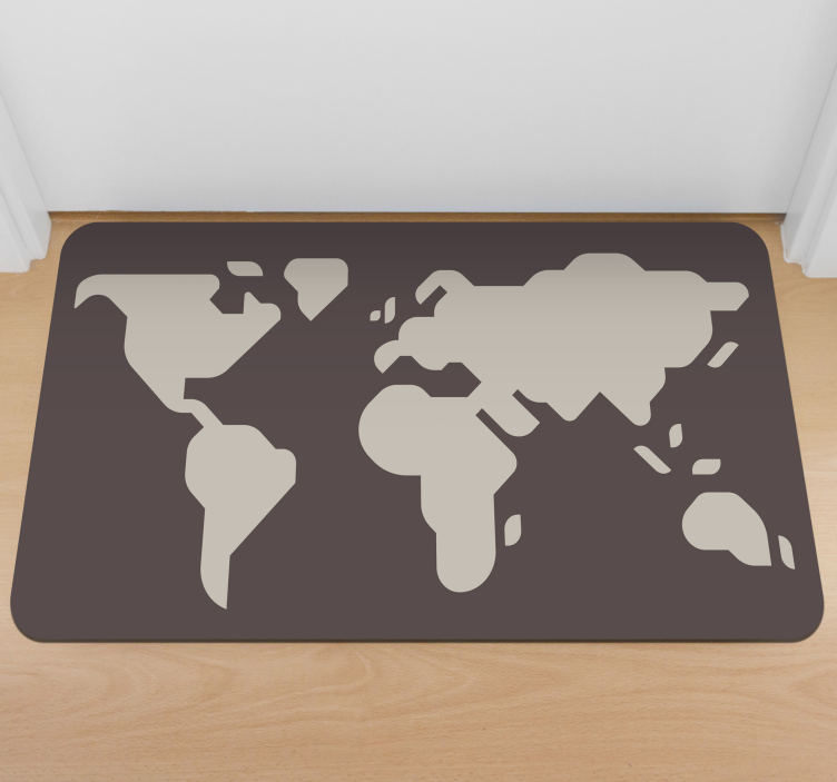Tappeto vinile mappamondo motivo beige e grigio - TenStickers