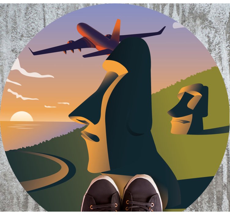 Tappeto vinile rotondo tramonto sull'isola di pasqua - TenStickers