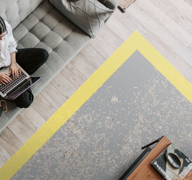 Tappeto in vinile soggiorno cornice gialla - TenStickers