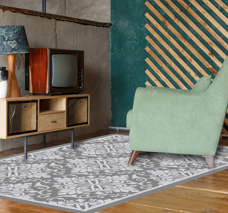 Tappeto vinile minimalista elegante fogliame monocromatico - TenStickers