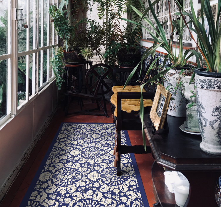 Tappeto vinile minimalista motivo floreale ornato - TenStickers