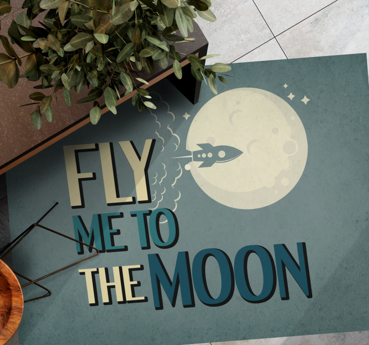 Tappeto vinile minimalista razzo verso la luna - TenStickers