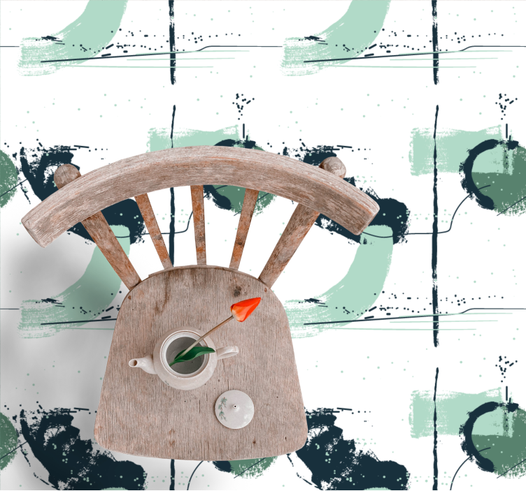 Tappeto vinile minimalista pennellate verdi astratte - TenStickers