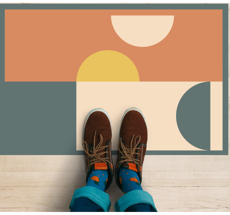 Tappeto vinile moderno cerchi e rettangoli - TenStickers