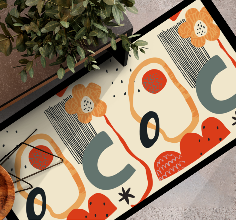 Tappeto vinile moderno elementi floreali audaci - TenStickers