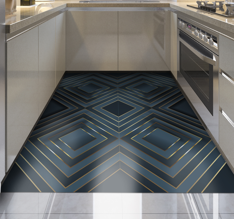 Tappeto vinile moderno quadrati con contorno nero - TenStickers