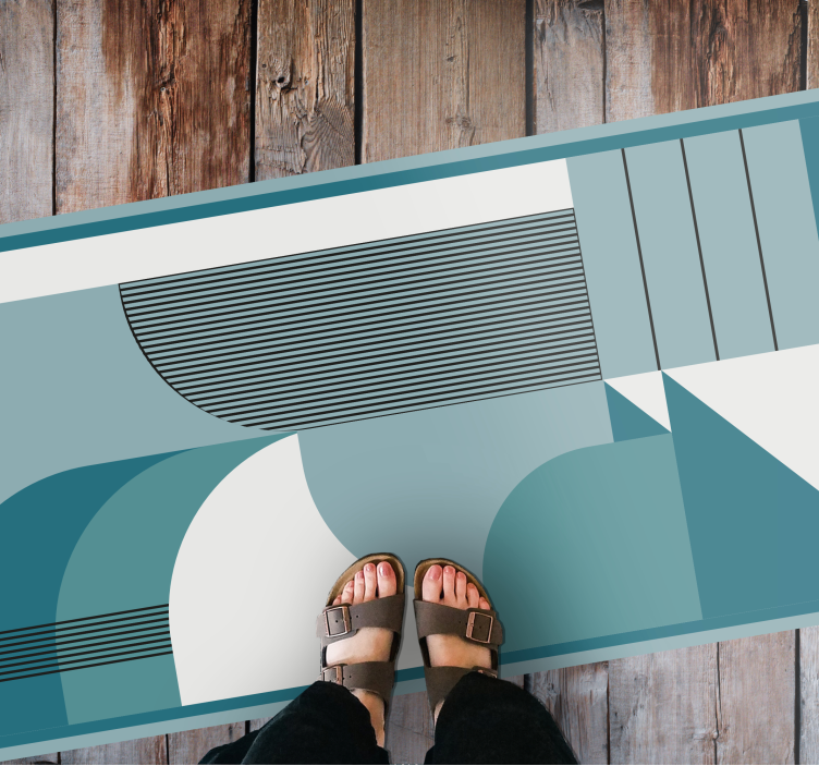 Tappeto vinile moderno forme geometriche astratte blu - TenStickers