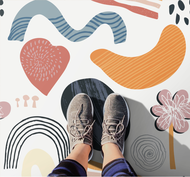 Tappeto vinile moderno insieme di forme astratte - TenStickers