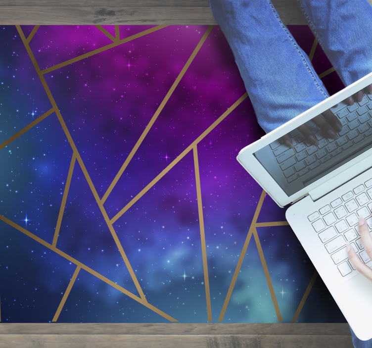 Tappeto vinile geometrico motivo cosmico blu e viola - TenStickers