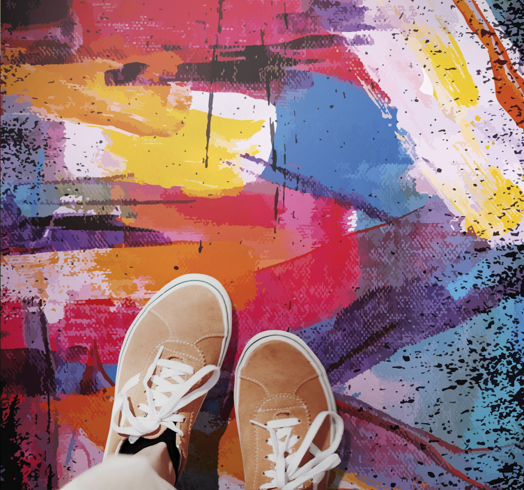 Tappeto vinile moderno vibrante schizzo astratto - TenStickers