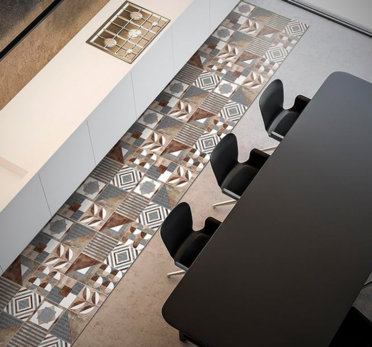 Tappeto vinile mosaico cementine marrone - TenStickers