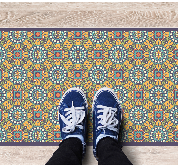 Tappeto vinile mosaico composizione gialla colorata - TenStickers