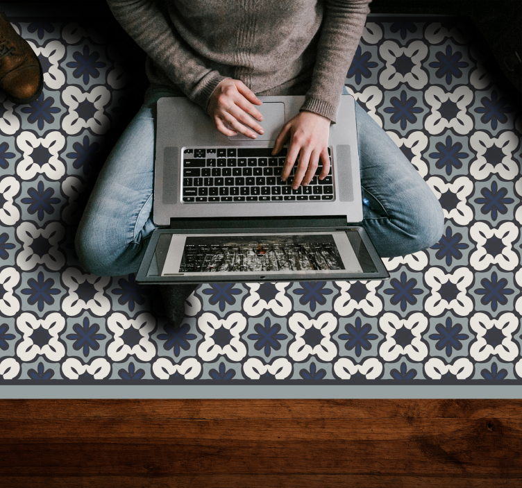 Tappeto vinile mosaico disposizione classica grigia - TenStickers