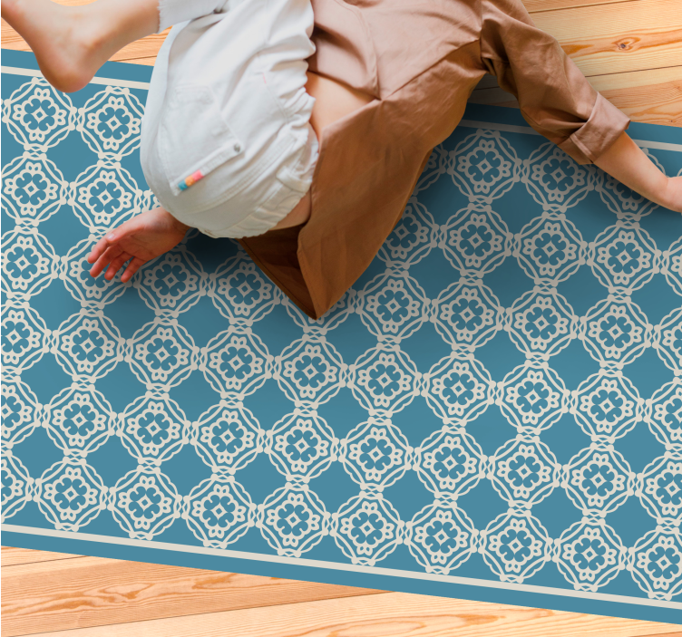 Tappeto vinile mosaico elegante composizione blu - TenStickers