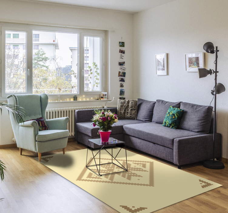 Tappeto in vinile soggiorno elegante contrasto geometrico - TenStickers